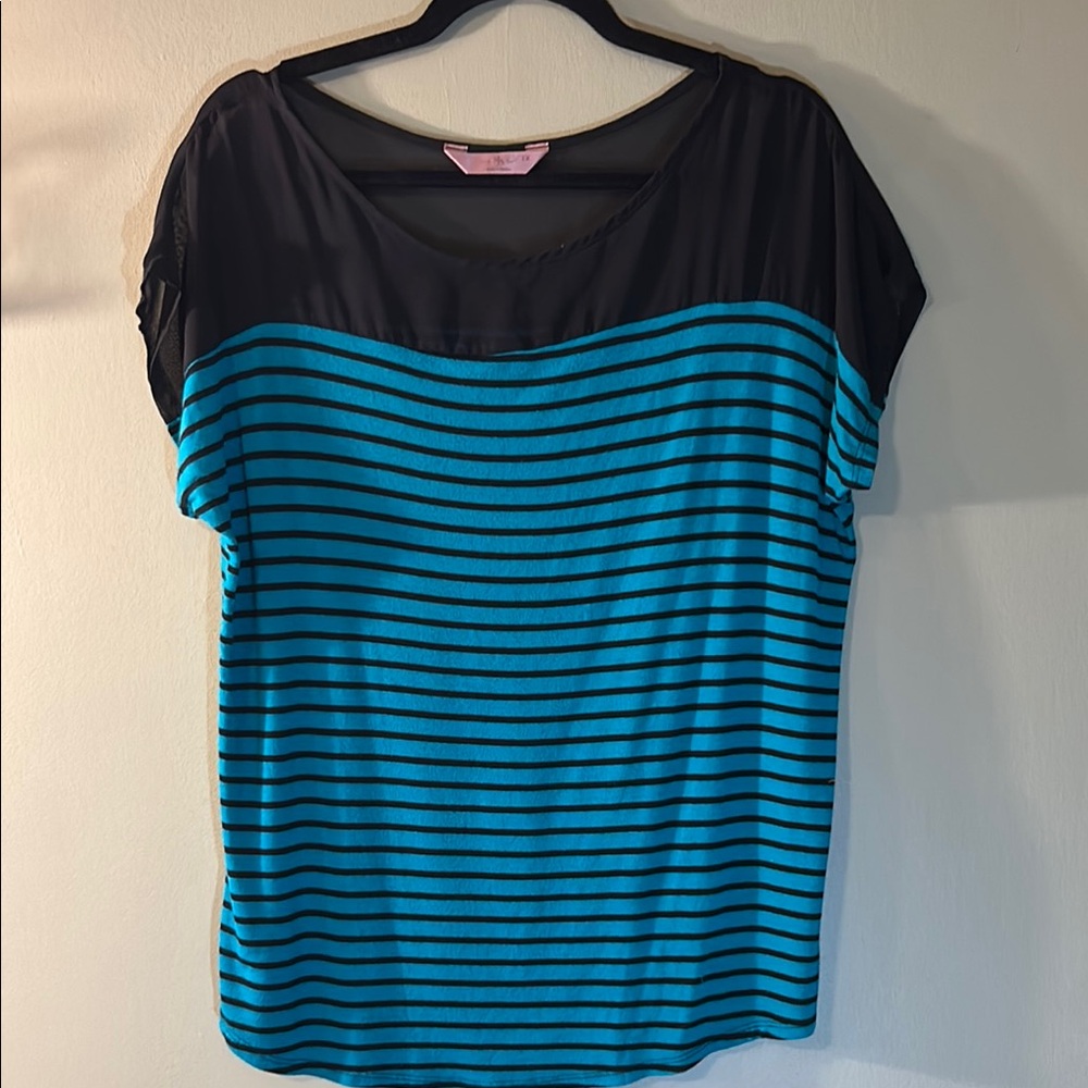 Black and Blue Striped Women's Top
